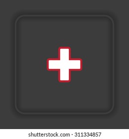 The white cross in a red stroke. icon. vector design