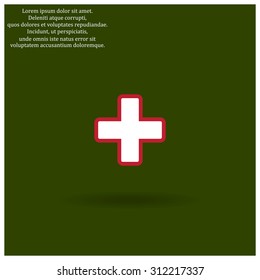The white cross in a red stroke. icon. vector design