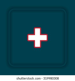 The white cross in a red stroke. icon. vector design