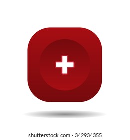 The white cross in a red stroke. icon. vector design