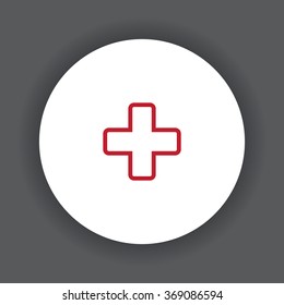 The white cross in a red stroke. icon. vector design