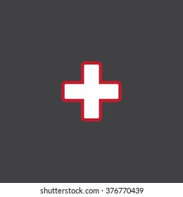 The white cross in a red stroke. icon. vector design