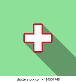 The white cross in a red stroke. icon. vector design