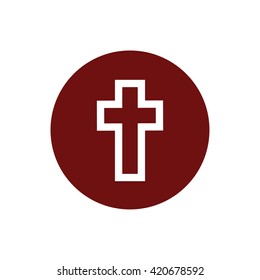 White cross symbol icon vector. Red circle. Red button