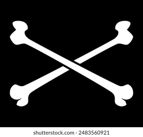 white crossbones, black and white vector illustration of crossed bones, isolated on black background