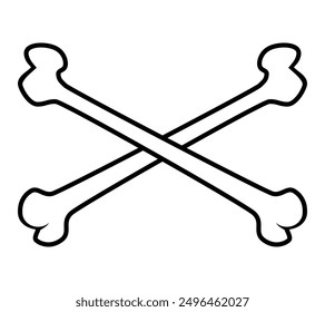 white crossbones, black and white vector illustration of crossed bones, isolated on white background