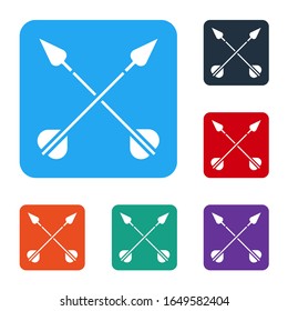 White Crossed arrows icon isolated on white background. Set icons in color square buttons. Vector Illustration