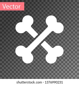 White Crossed bones icon isolated on transparent background. Pets food symbol. Vector Illustration