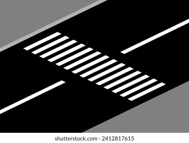 White crosswalk for safety walking across the street road slow down pedestrian traffic flat vector design