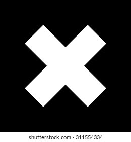 White Crosswise or Delete Sign  on a Black Background, X , a Sign of Denial, to Indicate Failure or Removal or Impossibility to Act , Vector Illustration