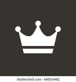 White crown flat icon on a gray background. Simple sign for web design and other purposes. Vector illustration, eps10