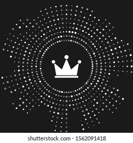 White Crown icon isolated on grey background. Abstract circle random dots. Vector Illustration