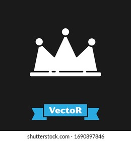 White Crown icon isolated on black background.  Vector Illustration