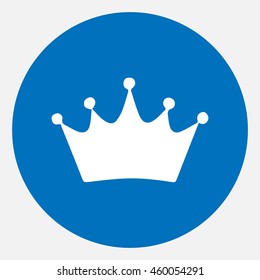 White crown icon on blue circle-eps