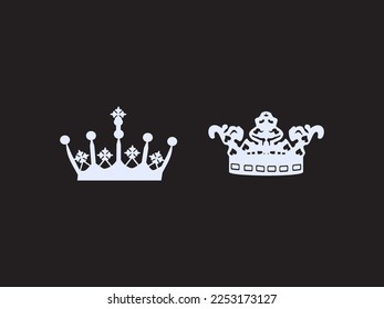 White crown mascot, vector illustration isolated on black background