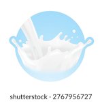 White crown splashes with drops. Vector illustration on colour background. Layered file. Сan easily be used for different backgrounds. Great for your design. EPS10.