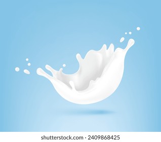 White crown splashes with drops. Vector illustration on blue background. Layered file. Сan easily be used for different backgrounds. Great for your design. EPS10.