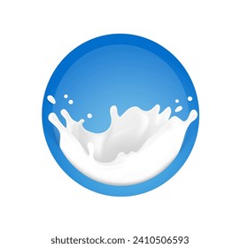 White crown splashes with drops. Vector illustration on blue background. Layered file. Сan easily be used for different backgrounds. Great for your design. EPS10.