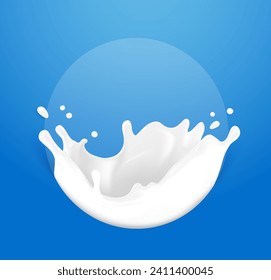 White crown splashes with drops. Vector illustration on blue background. Layered file. Сan easily be used for different backgrounds. Great for your design. EPS10.