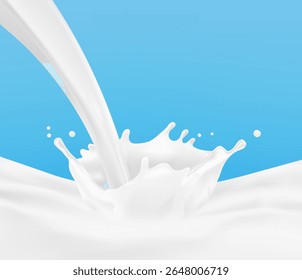 White crown splashes with drops. Vector illustration on blue background. Layered file. Сan easily be used for different backgrounds. Great for your design. EPS10.