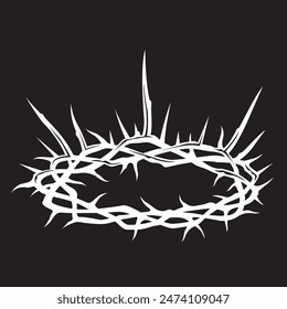 white crown of thorns image isolated on black background