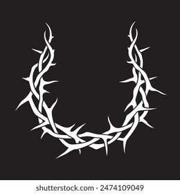 white crown of thorns image isolated on black background