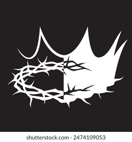 white crown of thorns image isolated on black background