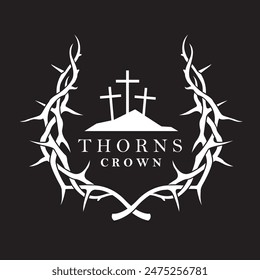 white crown of thorns image isolated on black background