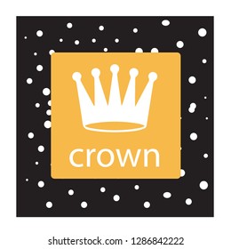 white Crown Vector illustration with black dot texture