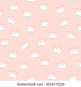 White crowns on peach background seamless pattern