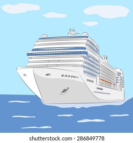 White Cruise Ship Ocean Background Sky Stock Vector (Royalty Free ...