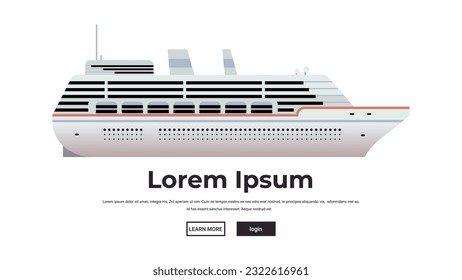 white cruise transatlantic liner ship liner boat sea or ocean travel concept horizontal copy space