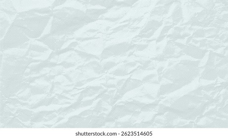 White Crumpled craft paper background. Pastel craft texture with small noise and dots. Vector halftone. Template light tones. Vector minimal, simple texture, background with folds and crumpled.