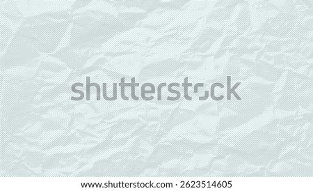 White Crumpled craft paper background. Pastel craft texture with small noise and dots. Vector halftone. Template light tones. Vector minimal, simple texture, background with folds and crumpled.
