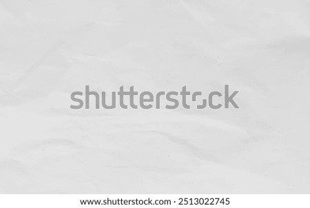 White crumpled craft paper texture as background. Light grey paper texture, Old vintage page or grunge vignette of old newspaper. Pattern rough art creased grunge letter with copy space for text.