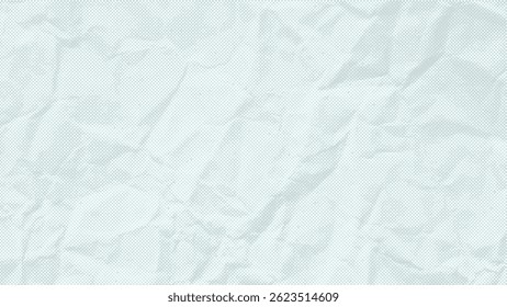 White Crumpled grain paper texture. Halftone grunge surface background. Vintage textured with folds and unevenness, dots, flecks, particles, specks, specks. Realistic effect craft vector backdrop