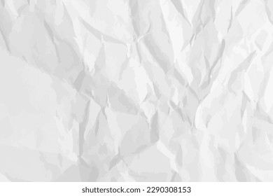 White сlean crumpled paper background. Horizontal crumpled empty paper template for posters and banners. Vector illustration