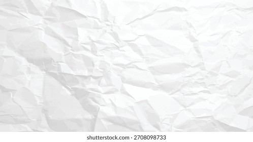 Fondo de papel arrugado сmagro blanco. Horizontal Plantilla de papel arrugada para carteles y Anuncios. Ilustración vectorial