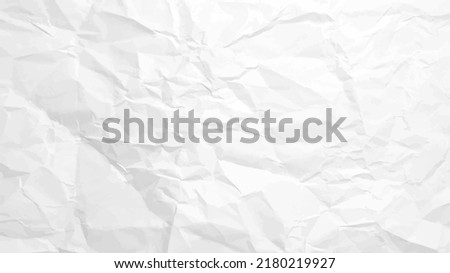 White сlean crumpled paper background. Horizontal crumpled empty paper template for posters and banners. Vector illustration