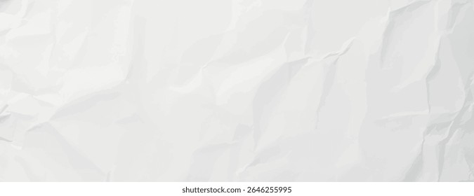 Fundo de papel amassado branco com textura e estilo enrugado. O fundo é predominantemente branco, adicionando um efeito branco em camadas. Vetor de plano de fundo de textura de papel. Fundo branco.