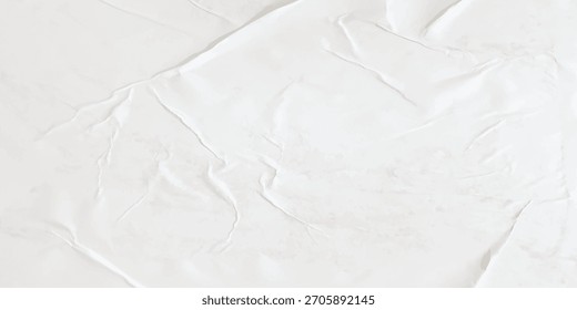Fundo de papel amassado branco com textura e estilo enrugado. O fundo é predominantemente branco, adicionando um efeito branco em camadas. Vetor de plano de fundo de textura de papel. Fundo branco.
