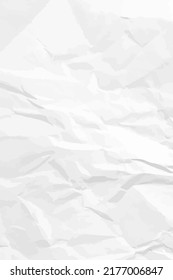White сlean crumpled paper background. Vertical crumpled empty paper template for posters and banners. Vector illustration