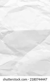 White сlean crumpled paper background. Vertical crumpled empty paper template for posters and banners. Vector illustration