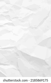 White сlean crumpled paper background. Vertical crumpled empty paper template for posters and banners. Vector illustration