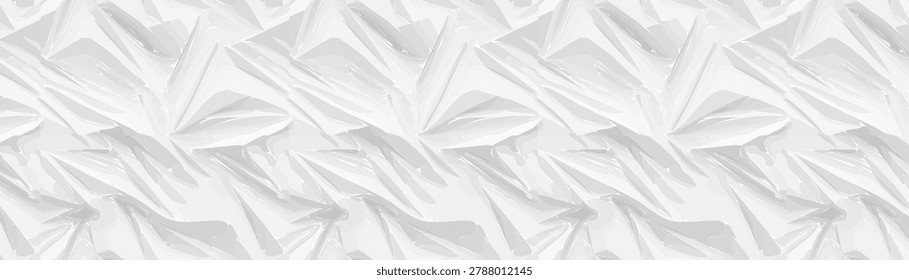 White crumpled paper pattern vector illustration with bold rustic folded design, abstract ecology-inspired aesthetic texture for creative backgrounds and decorative paper art