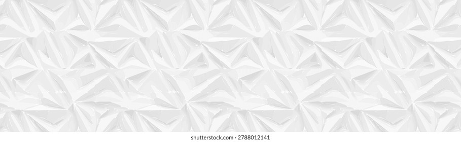 White crumpled paper texture background with abstract geometric fold pattern, rustic illustration design for ecology and creative vector art projects
