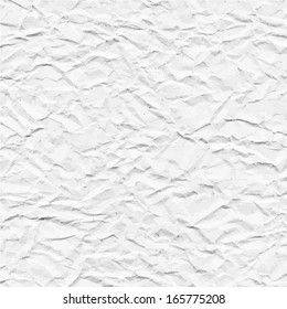 White crumpled paper texture. Vector illustration.