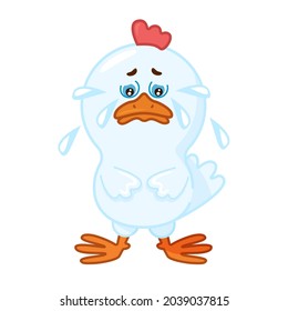 white crying chick vector illustration.  sad  easter chick image