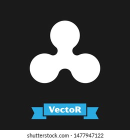 White Cryptocurrency coin Ripple XRP icon isolated on black background. Altcoin symbol. Blockchain based secure crypto currency.  Vector Illustration