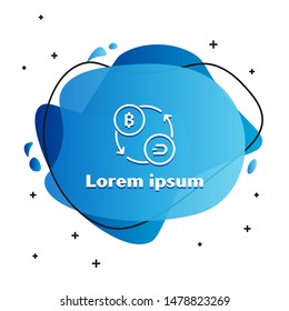 White Cryptocurrency exchange icon isolated on white background. Bitcoin to Dash exchange icon. Cryptocurrency technology, mobile banking. Abstract banner with liquid shapes. Vector Illustration